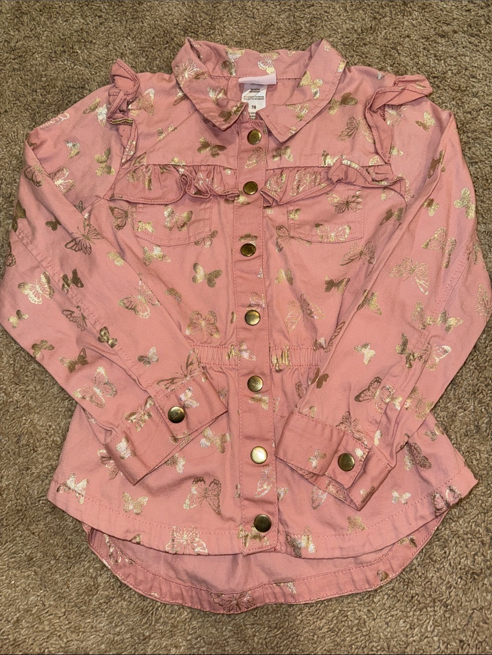 Little Lass Pink Jacket with Gold Butterfly Accents